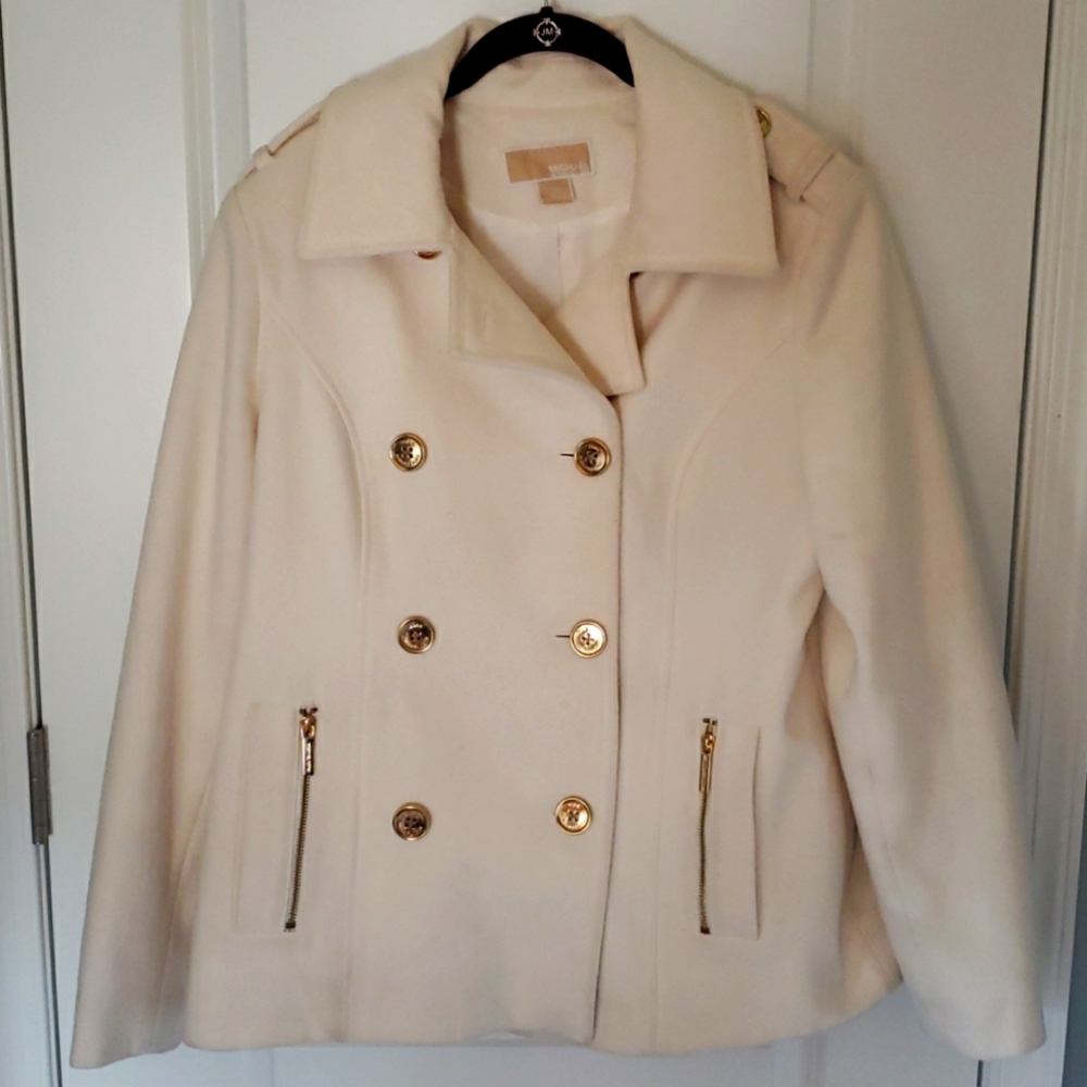 Michael Kors Cream Pea Coat, Sz 14